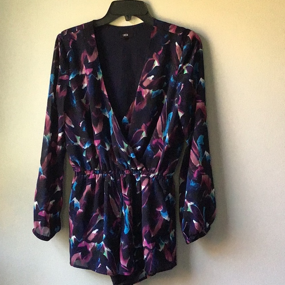 Lucca size xs long sleeve multi color romper